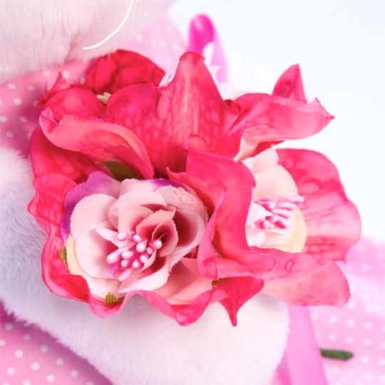 Кошечка Ли-Ли в розовом платье с букетом 24 см